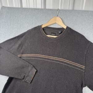 VTG Arrow Sweater Mens XLT Gray Chest Stripe Cotton Crewneck Pullover Casual Y2K